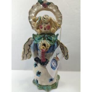 Blue Sky Clayworks by Heather Goldminc Caroling Angel Tea Light Holder 1999 Orig